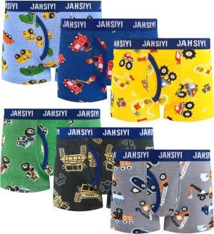 100% Cotton Boys Boxer Briefs Tagless Toddler Underwear (6-Pack)