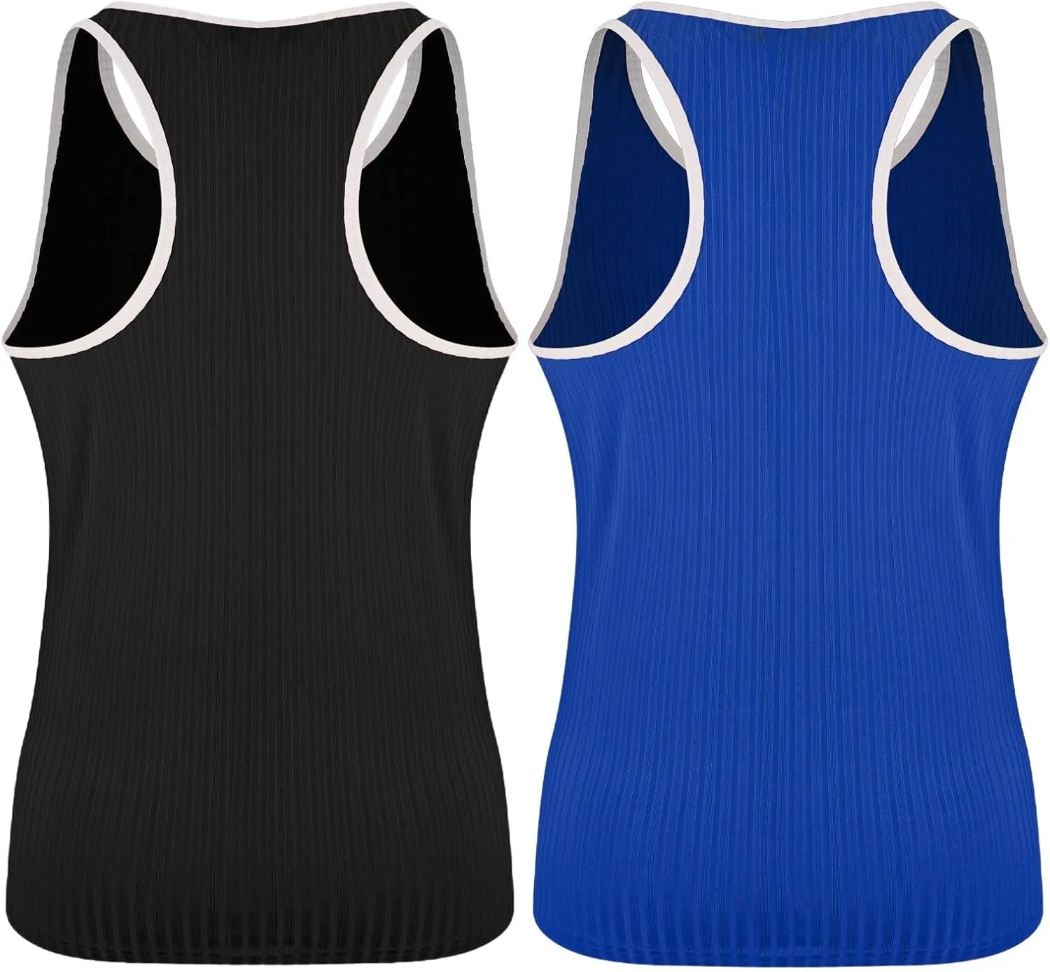 2 Pack Men's Muscle Cut Off Shirts Stretch Ribbed Knit Sleeveless Shirt Bodybuilding Gym Athletic Workout Tank Tops