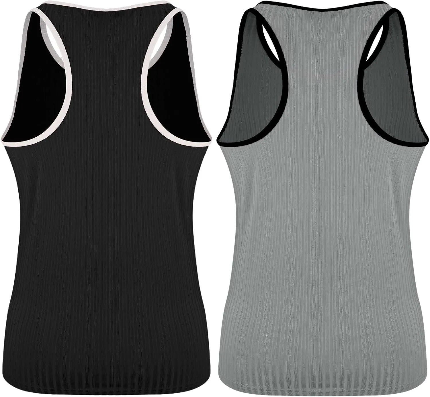 2 Pack Men's Muscle Cut Off Shirts Stretch Ribbed Knit Sleeveless Shirt Bodybuilding Gym Athletic Workout Tank Tops