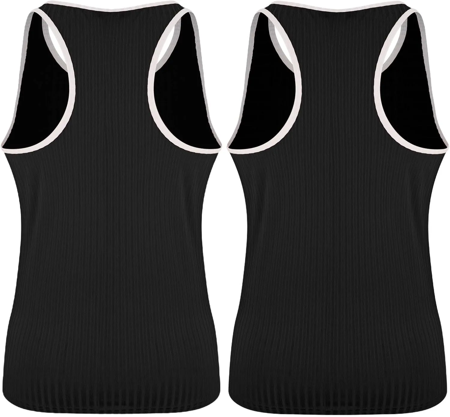 2 Pack Men's Muscle Cut Off Shirts Stretch Ribbed Knit Sleeveless Shirt Bodybuilding Gym Athletic Workout Tank Tops