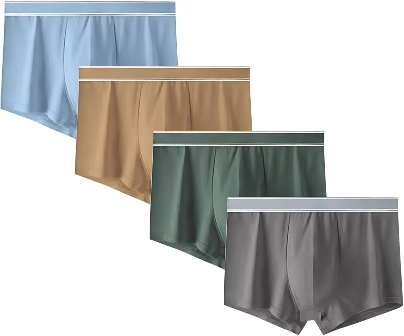 4 Pack Underpants for Men Cotton Solid Color Quick Dry Boxer Briefs Underwear,Big and Tall Lounge Shorts,Comfortable