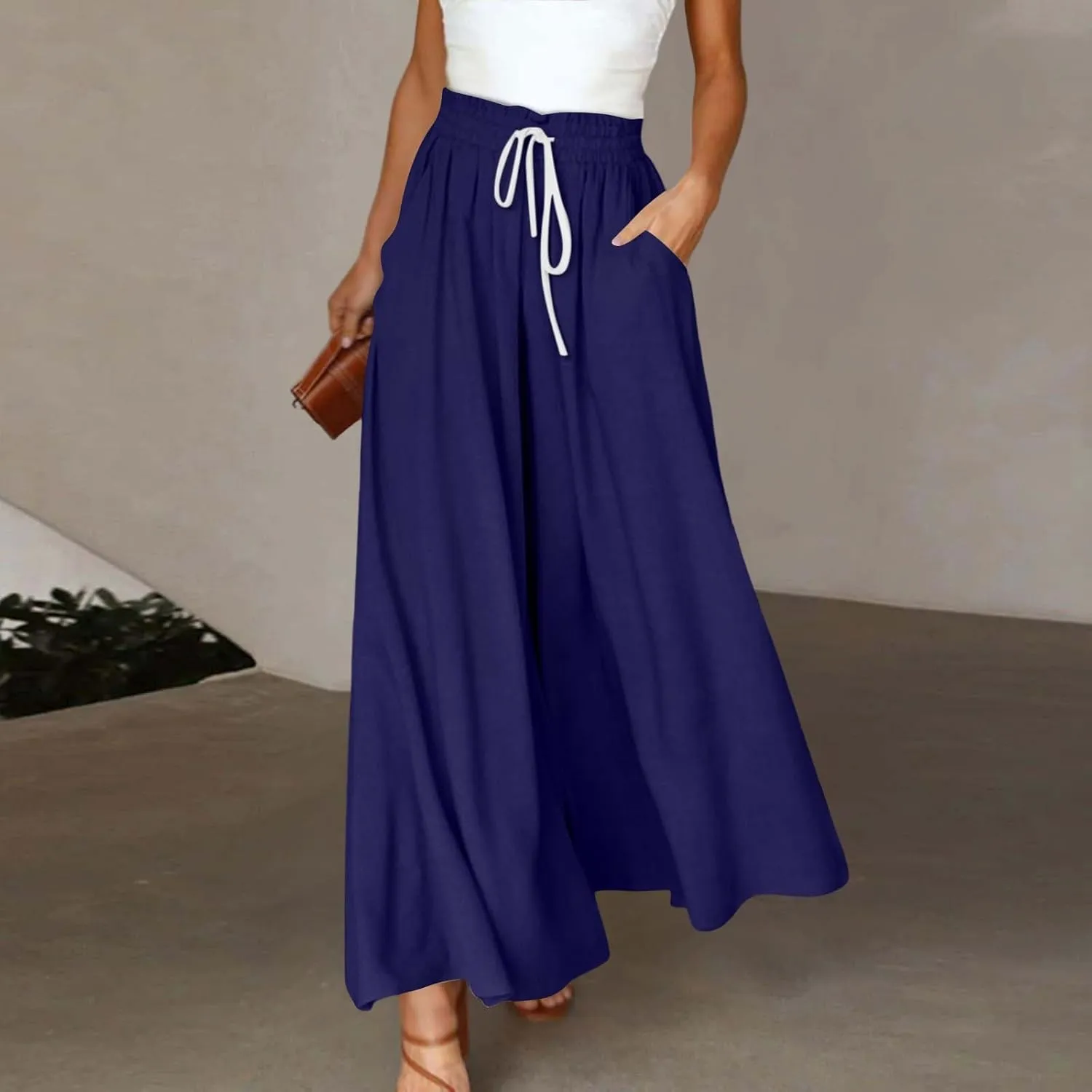 ADHOWBEW Floral Skirts for Women Summer Smocked Floral Print Beach Casual Elastic Waist Cotton Skirts