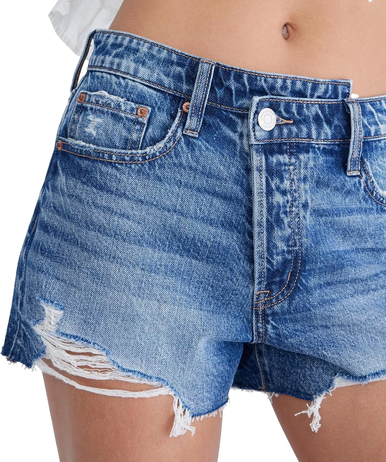 AEROPOSTALE Women's Vintage High-Rise Denim Shorty Shorts