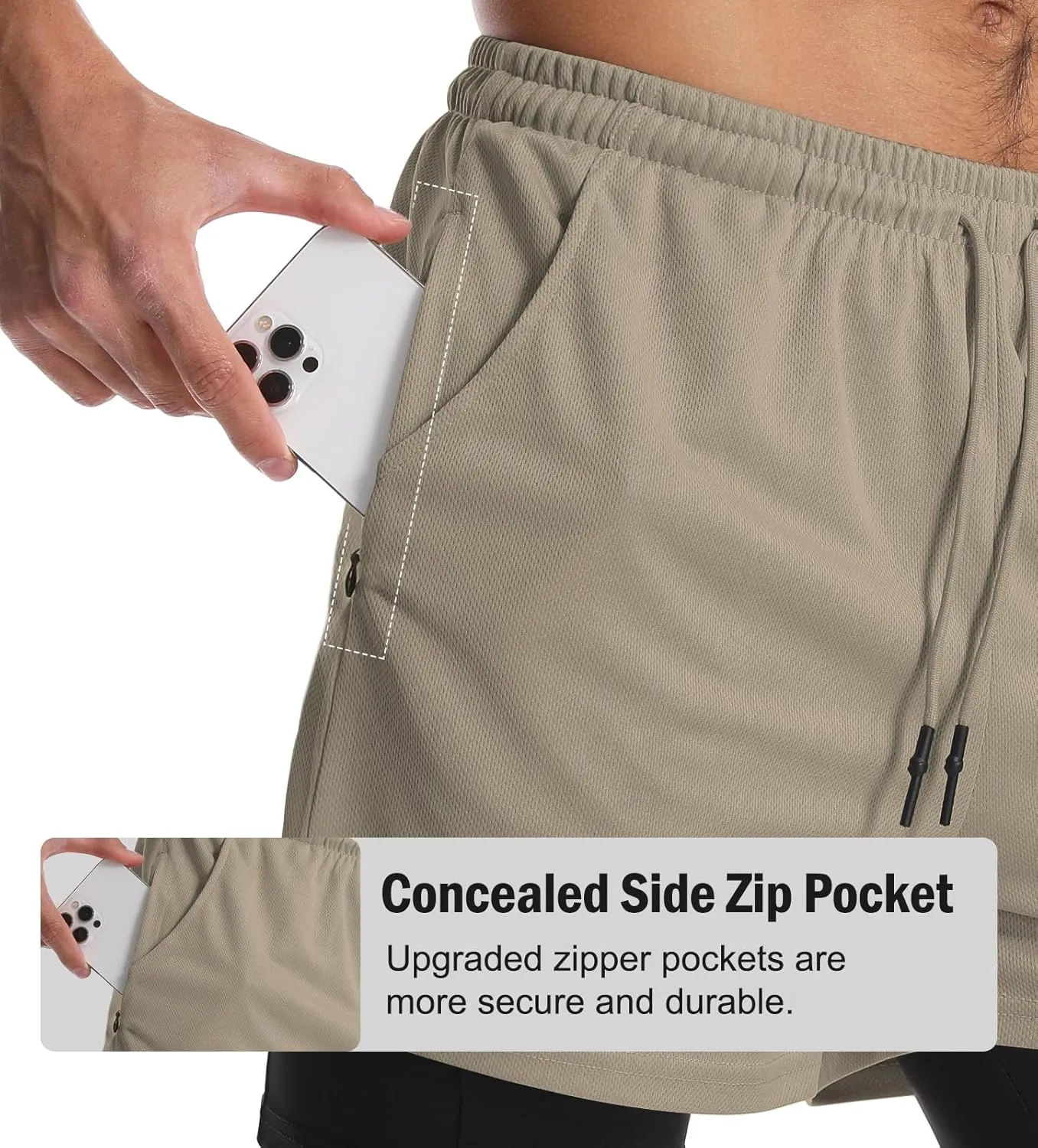 Aolesy Men's 2 in 1 Running Shorts Quick Dry Gym Shorts 5" Athletic Shorts Workout Shorts with Pockets