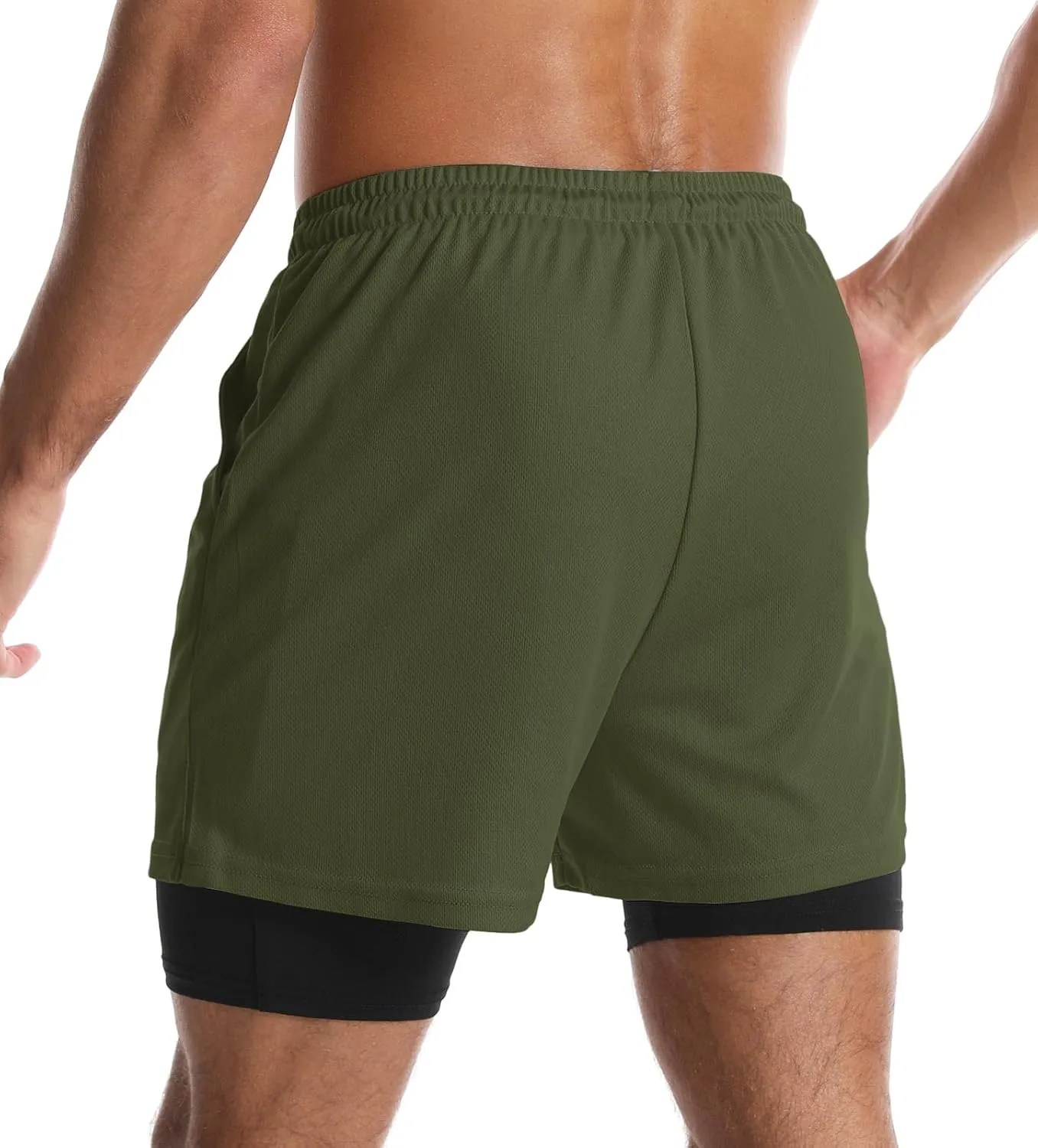 Aolesy Men's 2 in 1 Running Shorts Quick Dry Gym Shorts 5" Athletic Shorts Workout Shorts with Pockets