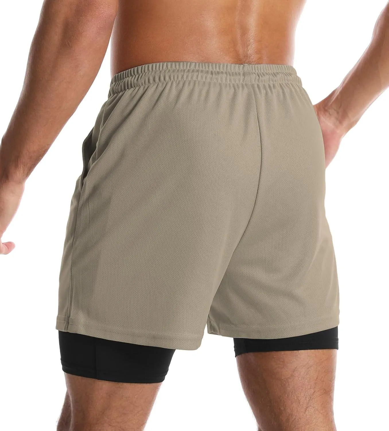 Aolesy Men's 2 in 1 Running Shorts Quick Dry Gym Shorts 5" Athletic Shorts Workout Shorts with Pockets