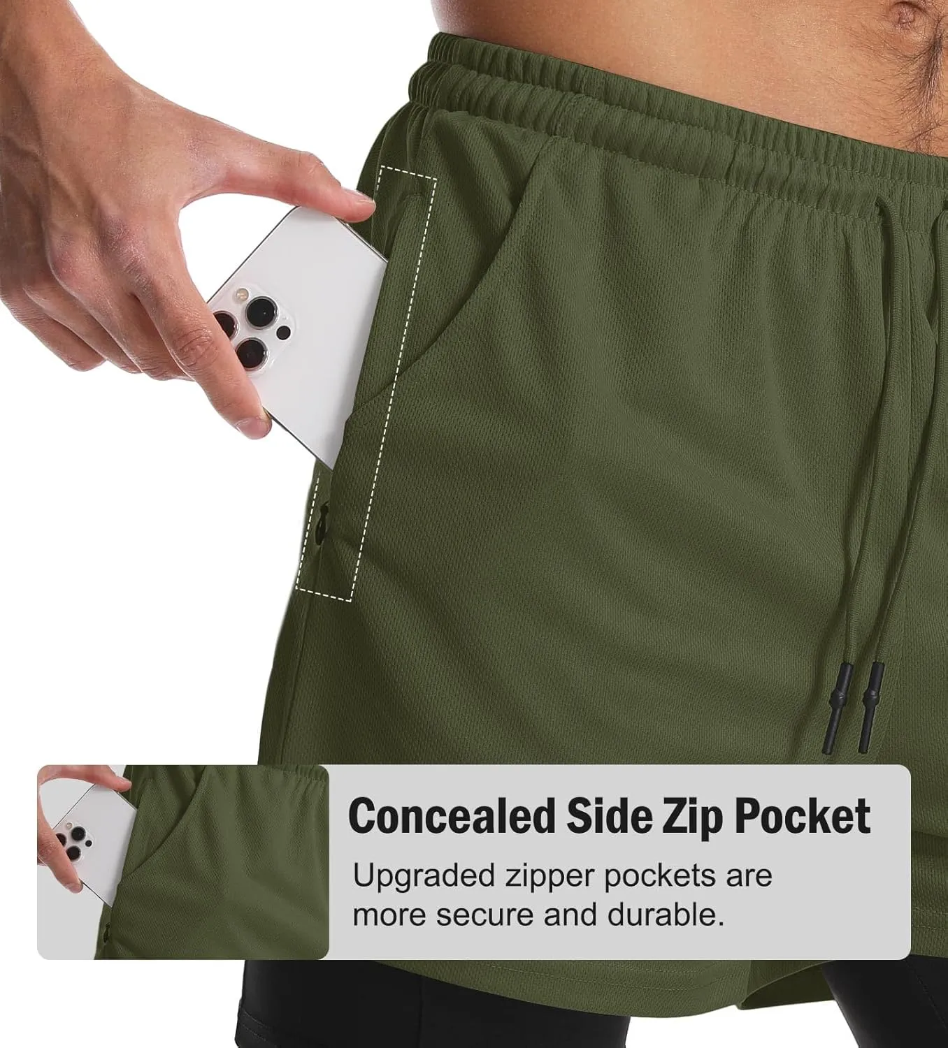 Aolesy Men's 2 in 1 Running Shorts Quick Dry Gym Shorts 5" Athletic Shorts Workout Shorts with Pockets