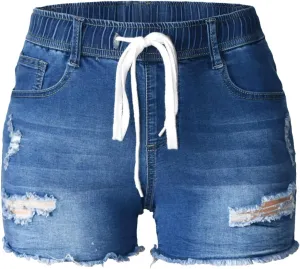 Atditama Women's Summer Ripped Jean Shorts Stretch Skinny Frayed Denim Shorts Beach Casual Women Shorts