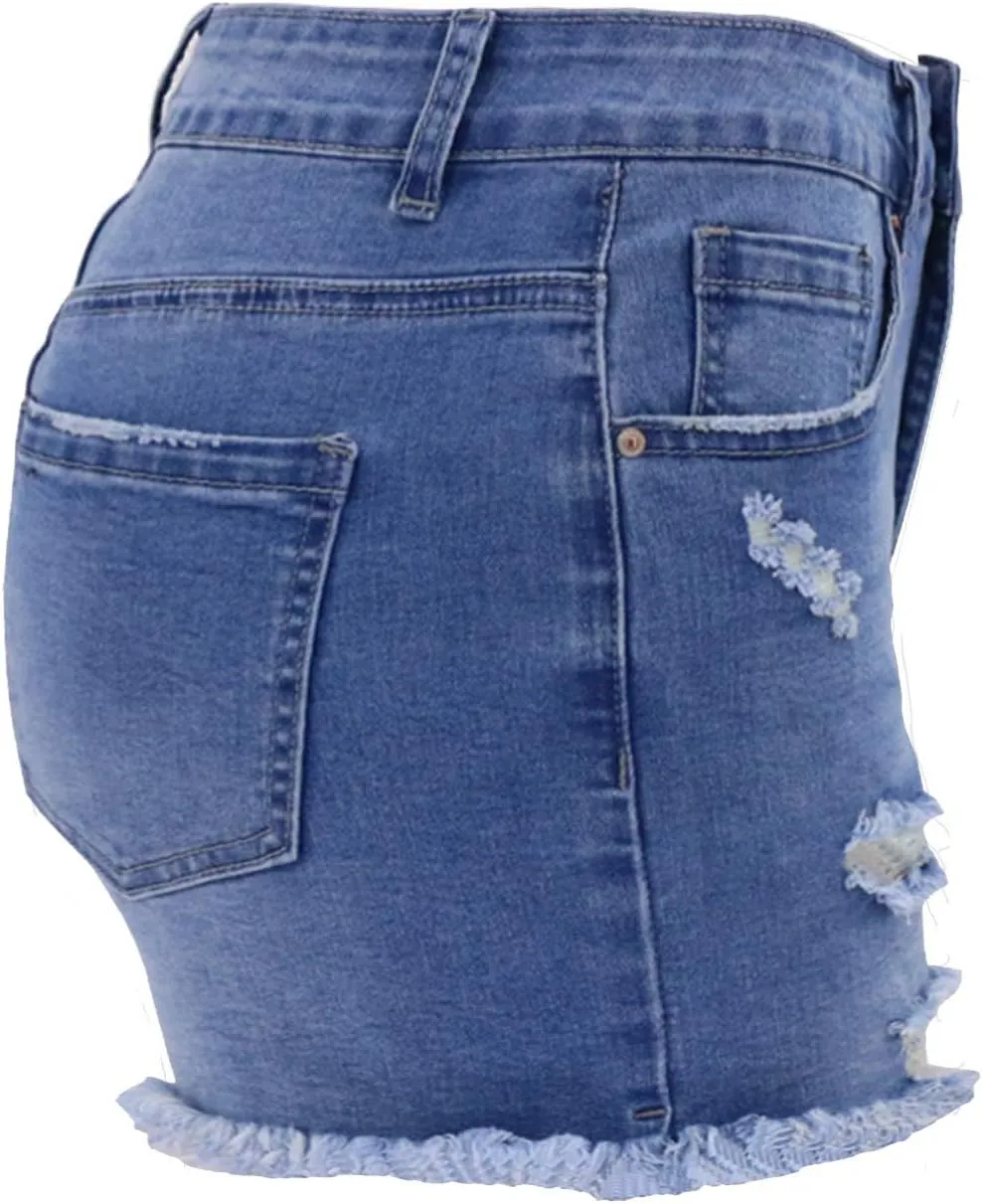 Atditama Women's Summer Ripped Jean Shorts Stretch Skinny Frayed Denim Shorts Beach Casual Women Shorts