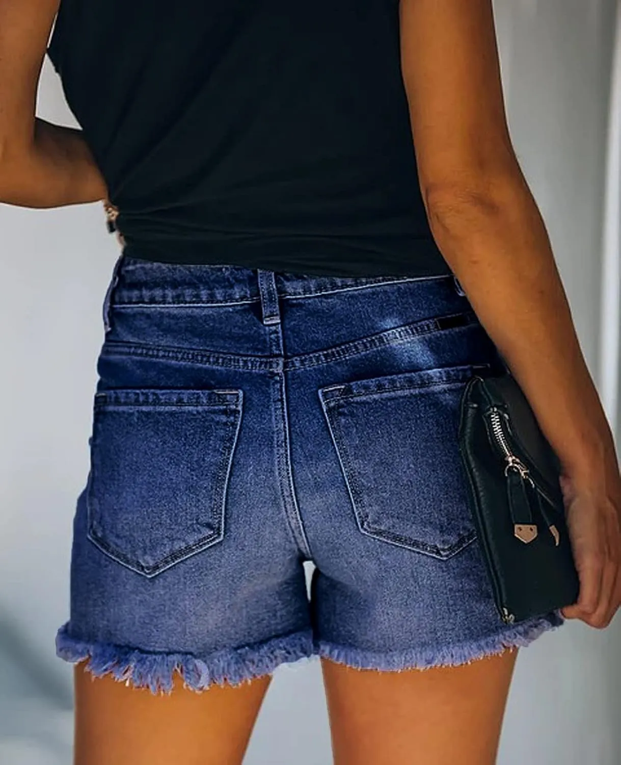 Atditama Women's Summer Ripped Jean Shorts Stretch Skinny Frayed Denim Shorts Beach Casual Women Shorts