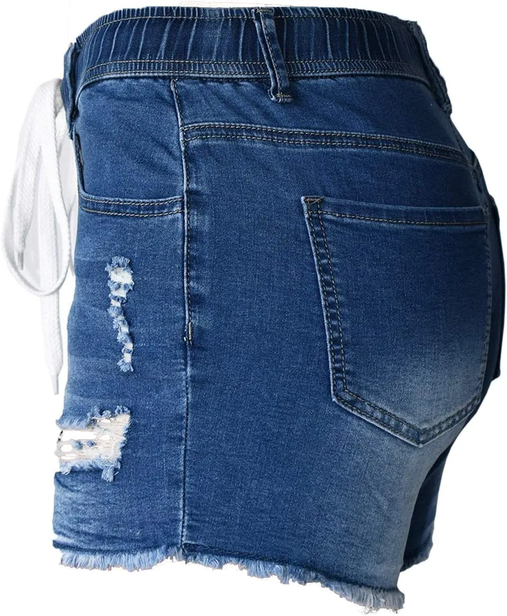 Atditama Women's Summer Ripped Jean Shorts Stretch Skinny Frayed Denim Shorts Beach Casual Women Shorts