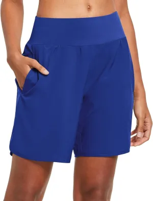 baleaf Womens' 7" Long Running Athletic Shorts with Liner High Waist Workout Gym Quick Dry Soft Split Leg Zipper Pocket