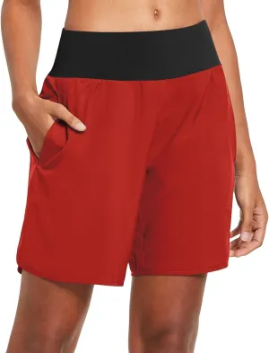 baleaf Womens' 7" Long Running Athletic Shorts with Liner High Waist Workout Gym Quick Dry Soft Split Leg Zipper Pocket