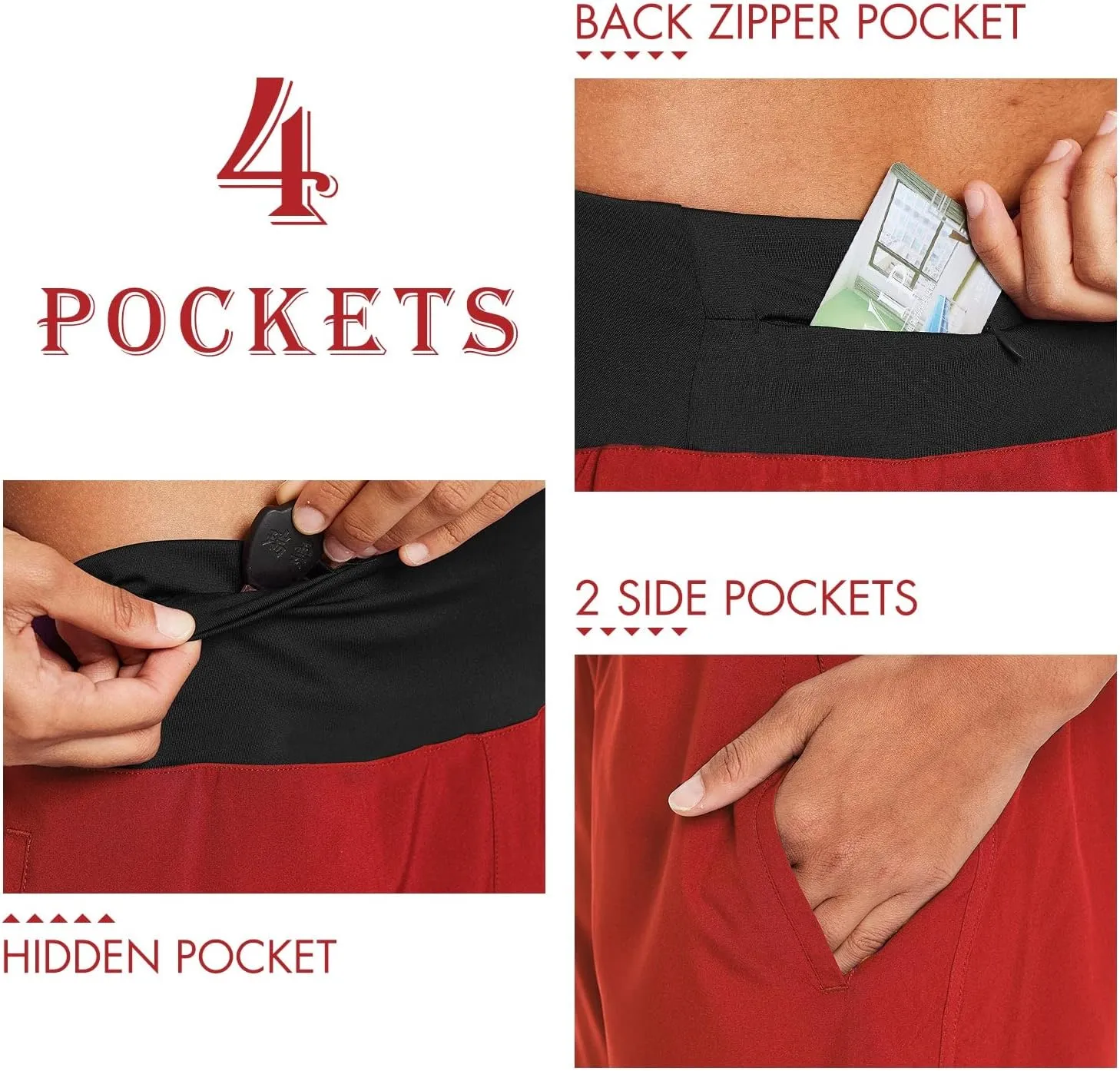 baleaf Womens' 7" Long Running Athletic Shorts with Liner High Waist Workout Gym Quick Dry Soft Split Leg Zipper Pocket
