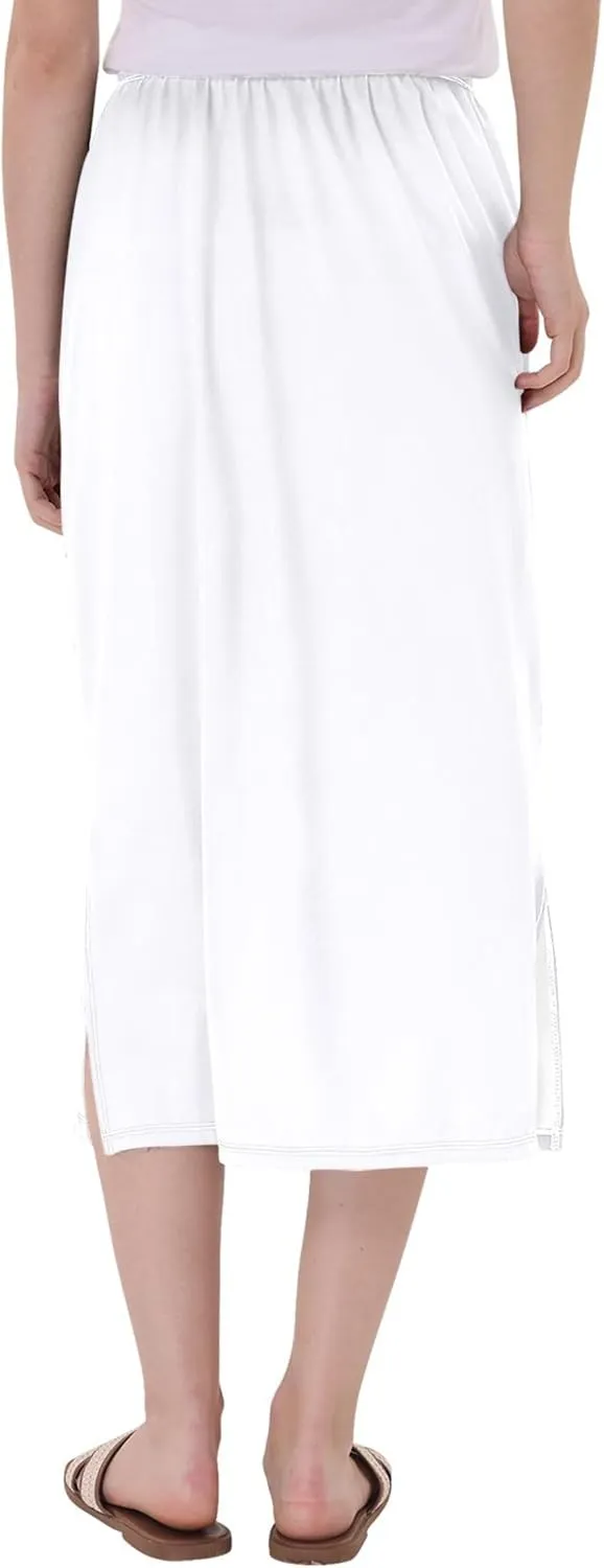 Blue Gradient Midi Skirts with Slit Women Floral Pencil Skirts Elastic Waist Cute Casual Skirts S