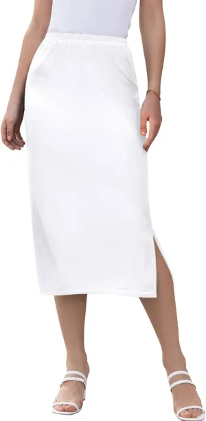 Blue Gradient Midi Skirts with Slit Women Floral Pencil Skirts Elastic Waist Cute Casual Skirts S