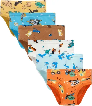 Boboking 100% Cotton Little Boys Briefs Soft Dinosaur Truck Toddler Underwear