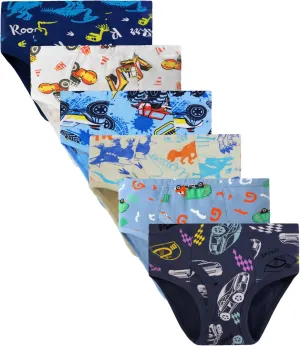 Boboking 100% Cotton Little Boys Briefs Soft Dinosaur Truck Toddler Underwear