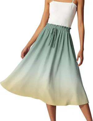 Boho Skirts for Women - High Waisted Floral Maxi Skirt with Pockets, Elastic Waist Flowy Beach Vacation Dress