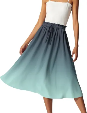 Boho Skirts for Women - High Waisted Floral Maxi Skirt with Pockets, Elastic Waist Flowy Beach Vacation Dress