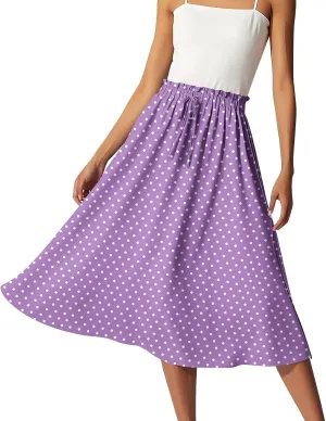 Boho Skirts for Women - High Waisted Floral Maxi Skirt with Pockets, Elastic Waist Flowy Beach Vacation Dress