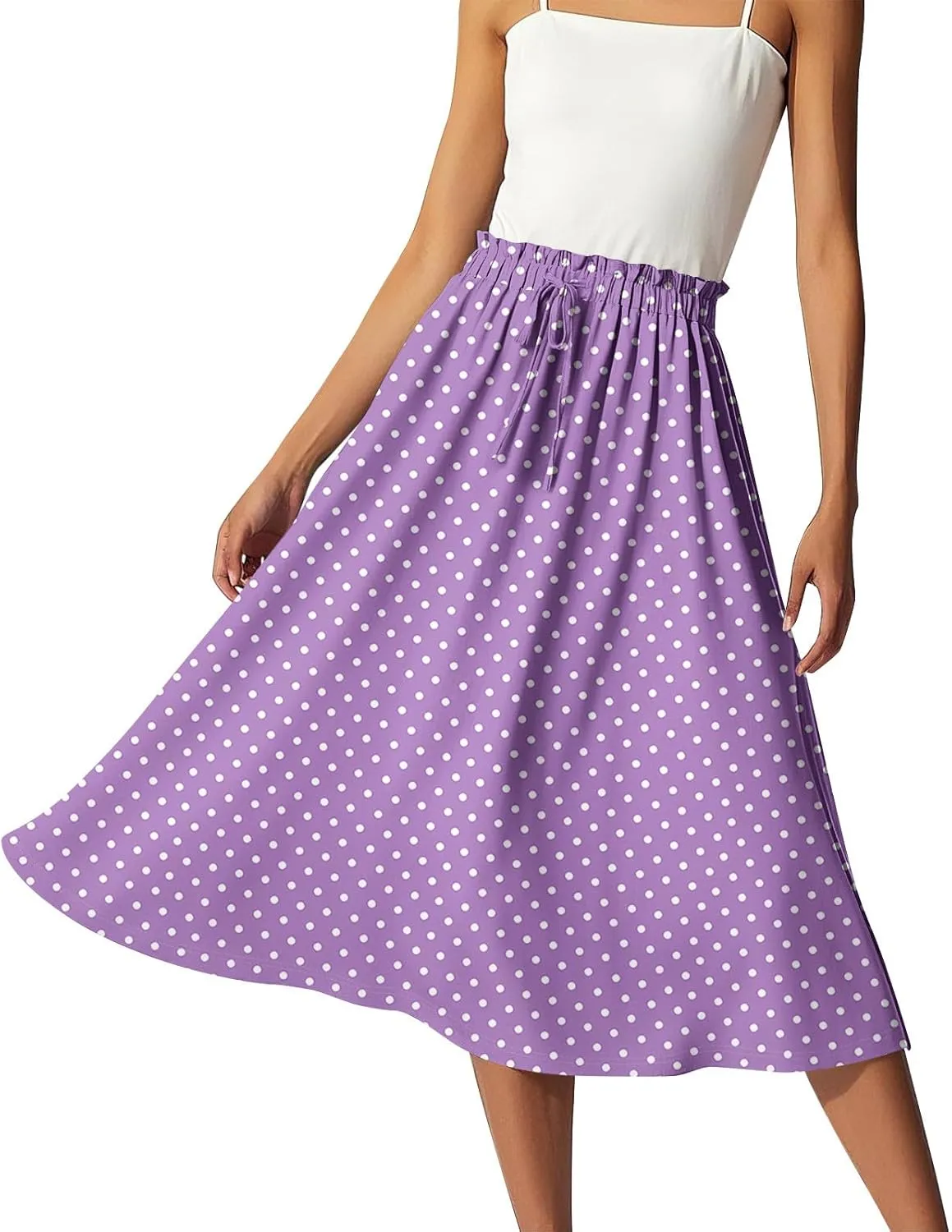 Boho Skirts for Women - High Waisted Floral Maxi Skirt with Pockets, Elastic Waist Flowy Beach Vacation Dress