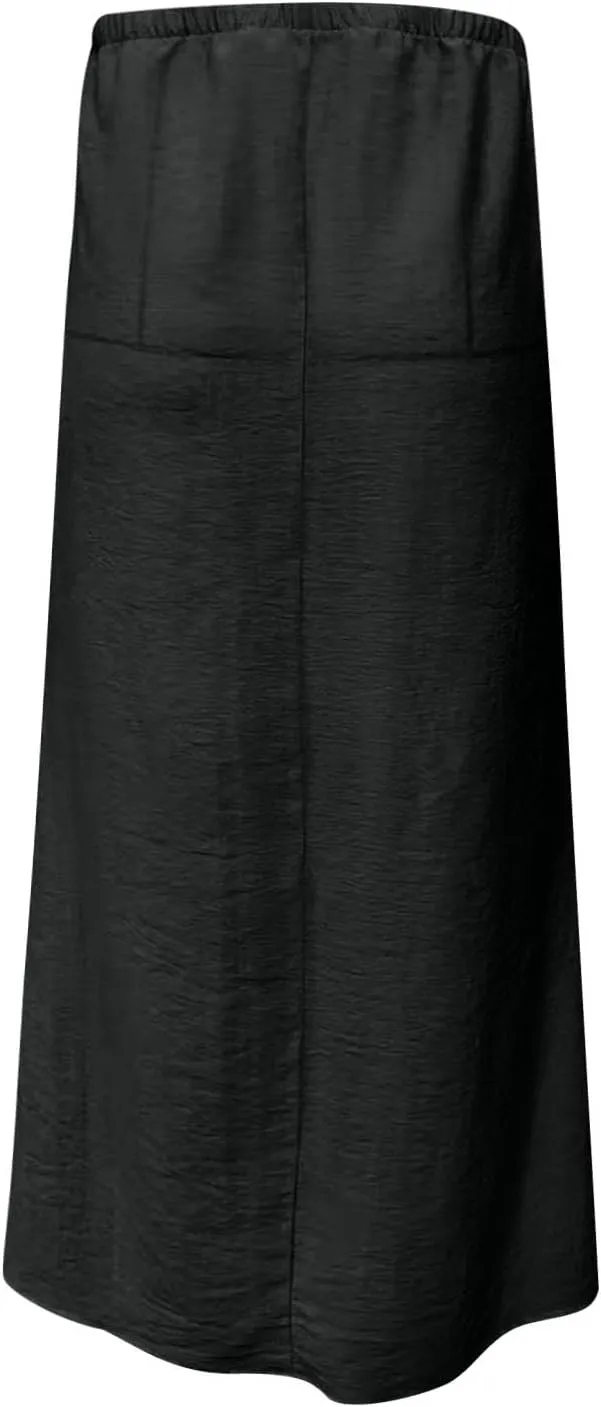 Boho Skirts Women 2025 Maxi Summer Skirts Drawstring Waist Casual Long Skirt Trendy Flowy Skirts for Beach Vacation