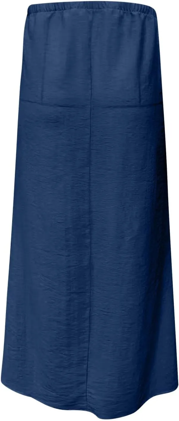 Boho Skirts Women 2025 Maxi Summer Skirts Drawstring Waist Casual Long Skirt Trendy Flowy Skirts for Beach Vacation
