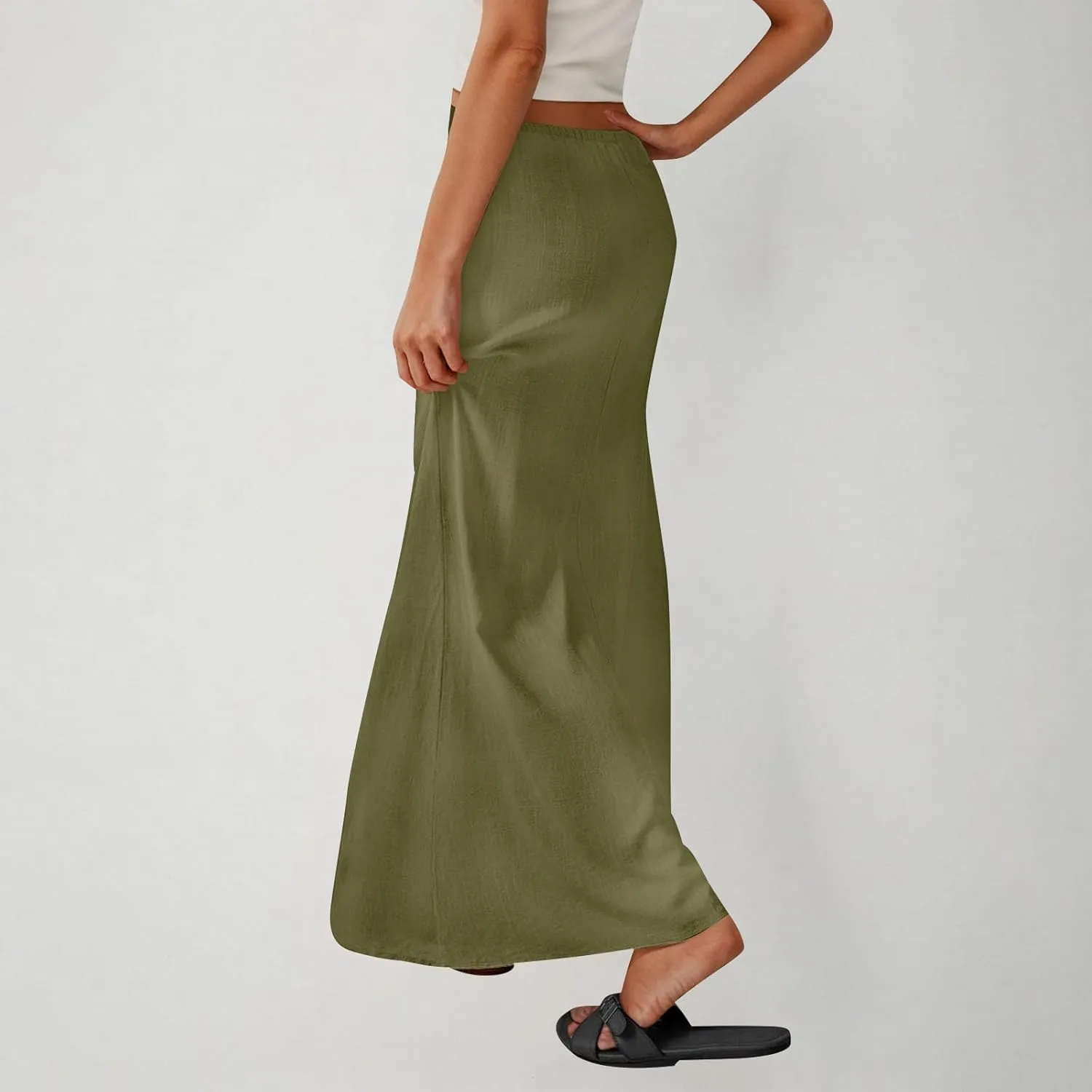 Boho Skirts Women 2025 Maxi Summer Skirts Drawstring Waist Casual Long Skirt Trendy Flowy Skirts for Beach Vacation