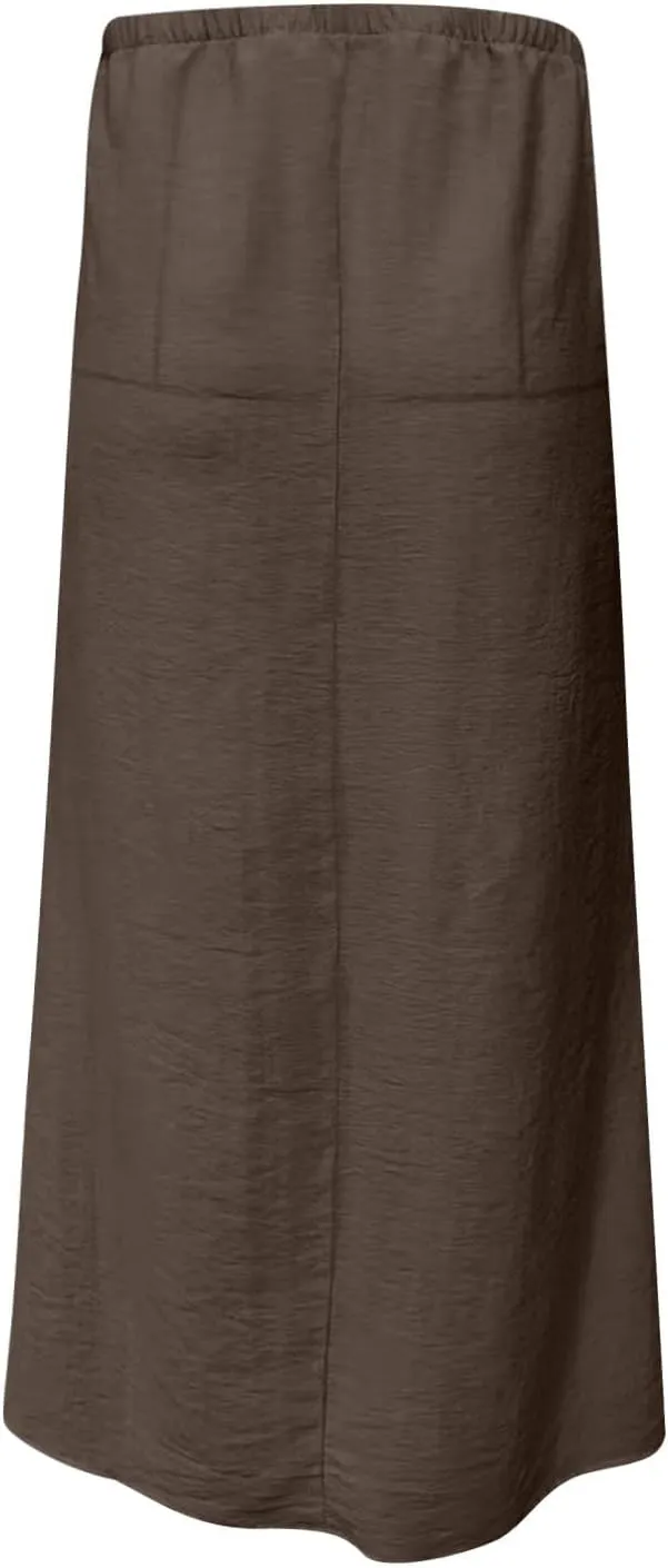 Boho Skirts Women 2025 Maxi Summer Skirts Drawstring Waist Casual Long Skirt Trendy Flowy Skirts for Beach Vacation