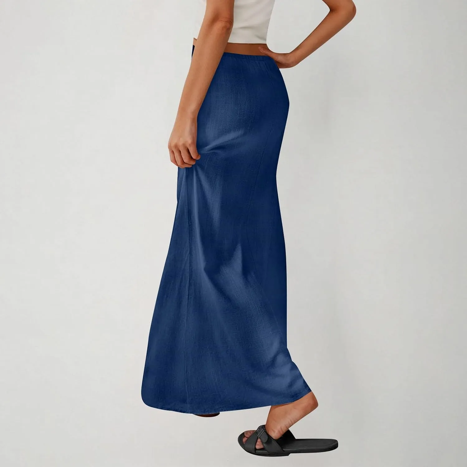 Boho Skirts Women 2025 Maxi Summer Skirts Drawstring Waist Casual Long Skirt Trendy Flowy Skirts for Beach Vacation