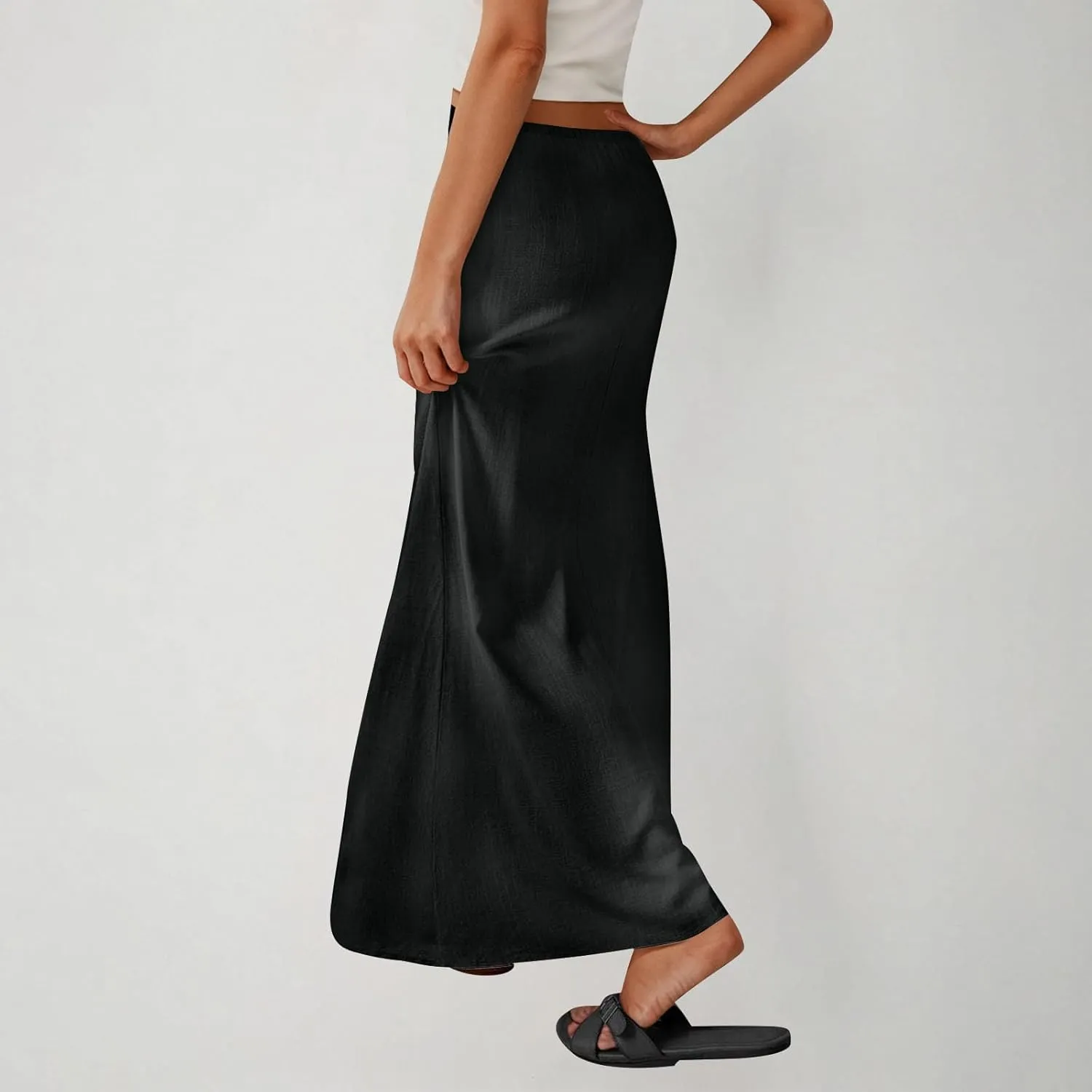 Boho Skirts Women 2025 Maxi Summer Skirts Drawstring Waist Casual Long Skirt Trendy Flowy Skirts for Beach Vacation