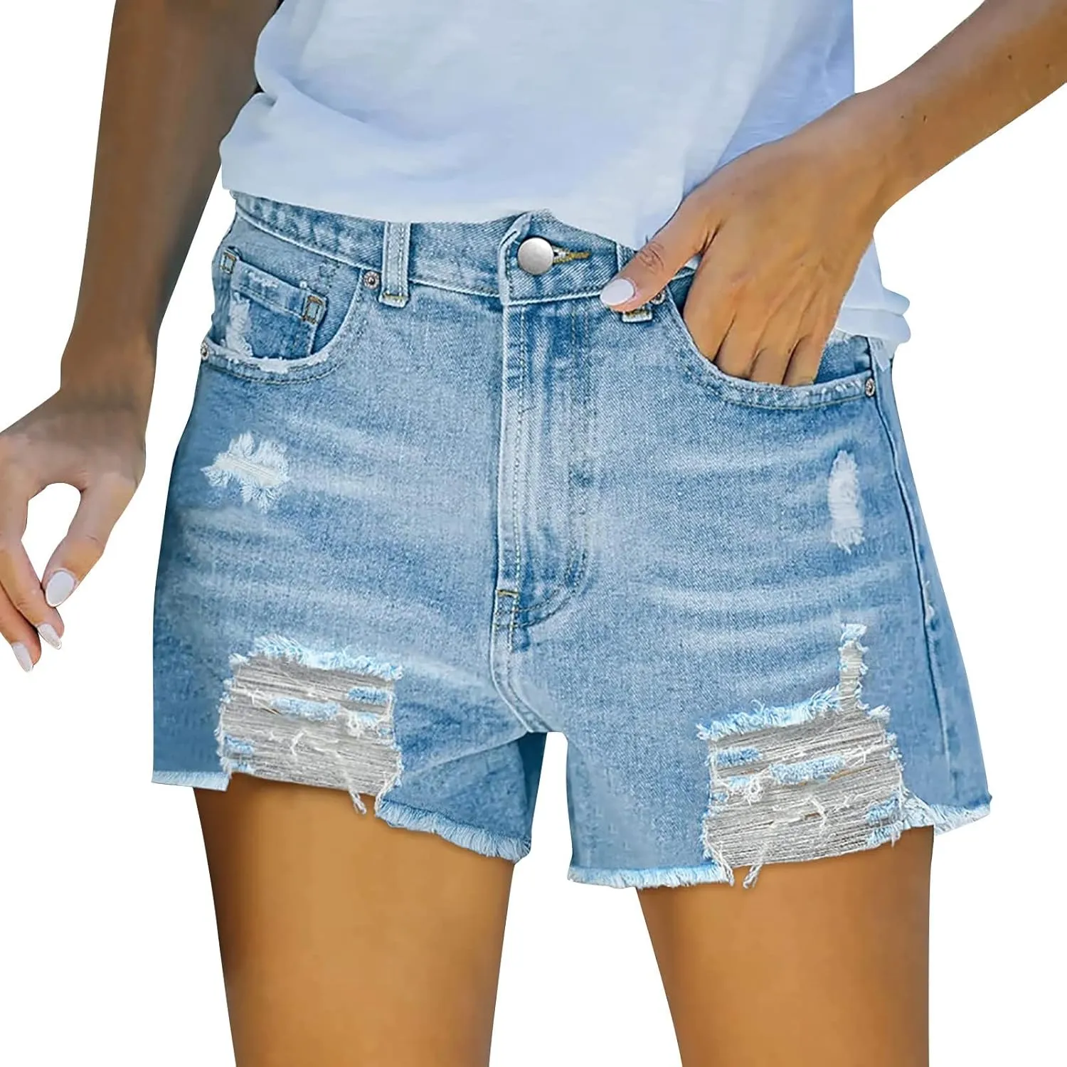 BOXIACEY Womens Denim Shorts Fashion Jean Shorts High Waist Stretchy Denim Shorts Casual Denim Shorts with Pockets
