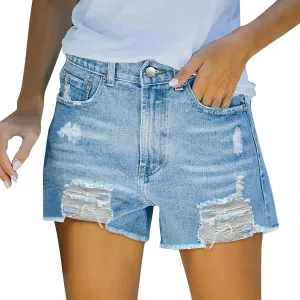 BOXIACEY Womens Denim Shorts Fashion Jean Shorts High Waist Stretchy Denim Shorts Casual Denim Shorts with Pockets