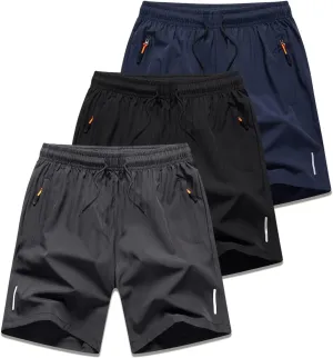 Boy's Athletic Shorts - 3 Pack Quick Dry Shorts Outdoor Sports Running Workout Shorts