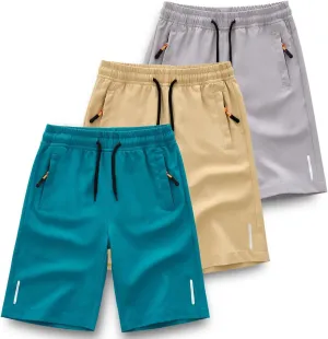 Boy's Athletic Shorts - 3 Pack Quick Dry Shorts Outdoor Sports Running Workout Shorts