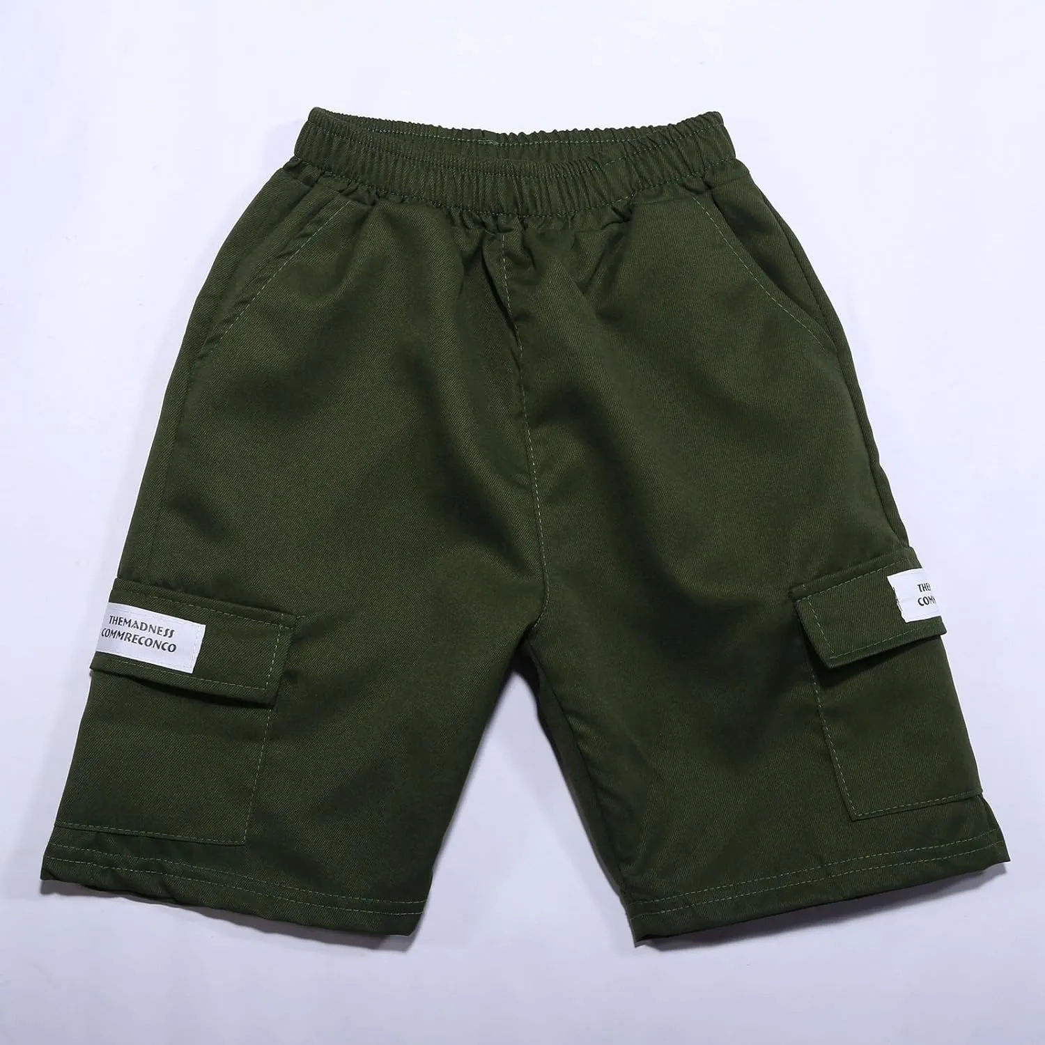 Boy's Baggy Cargo Shorts Straight Leg Cool Shorts Flap Pocket Letter Patched Short