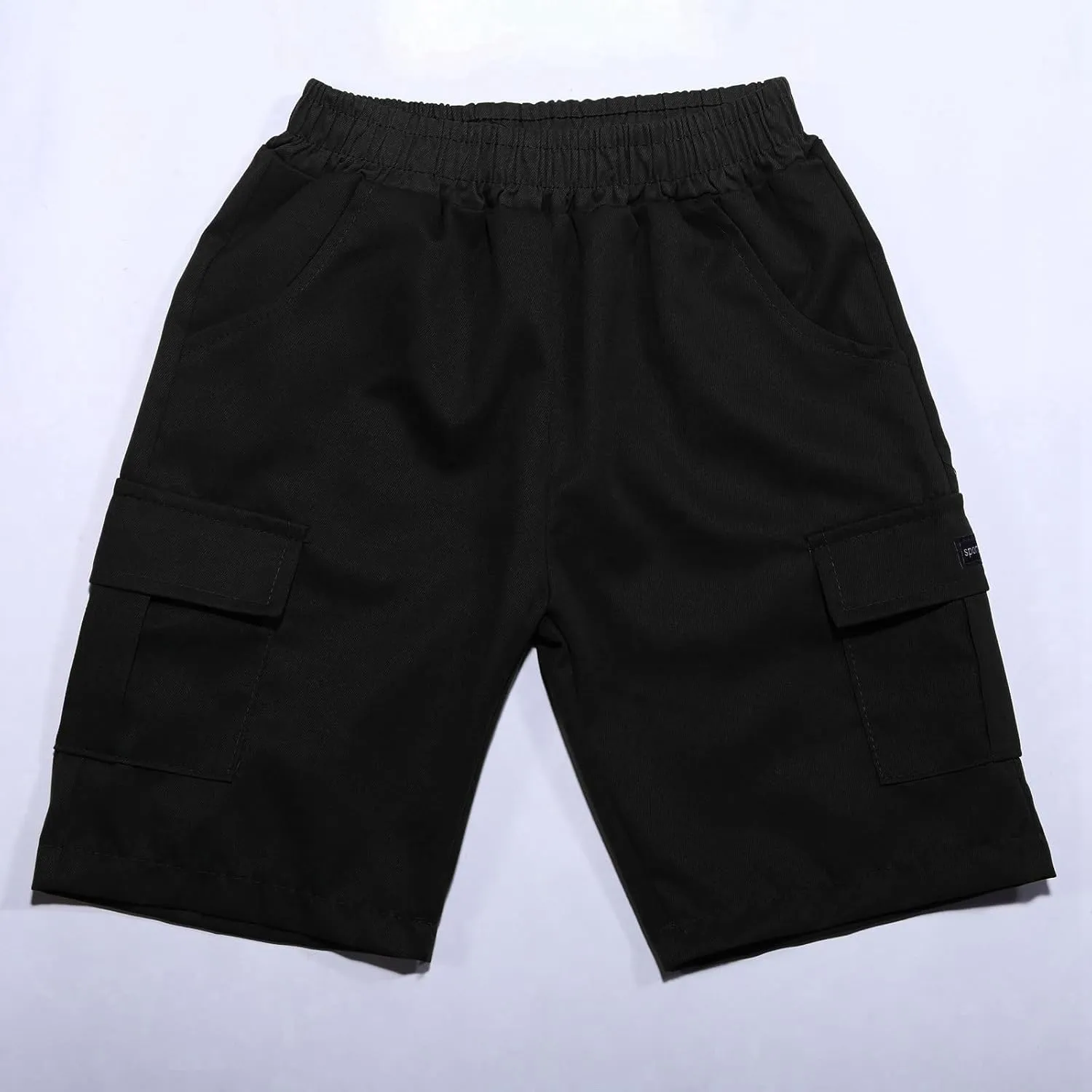 Boy's Baggy Cargo Shorts Straight Leg Cool Shorts Flap Pocket Letter Patched Short