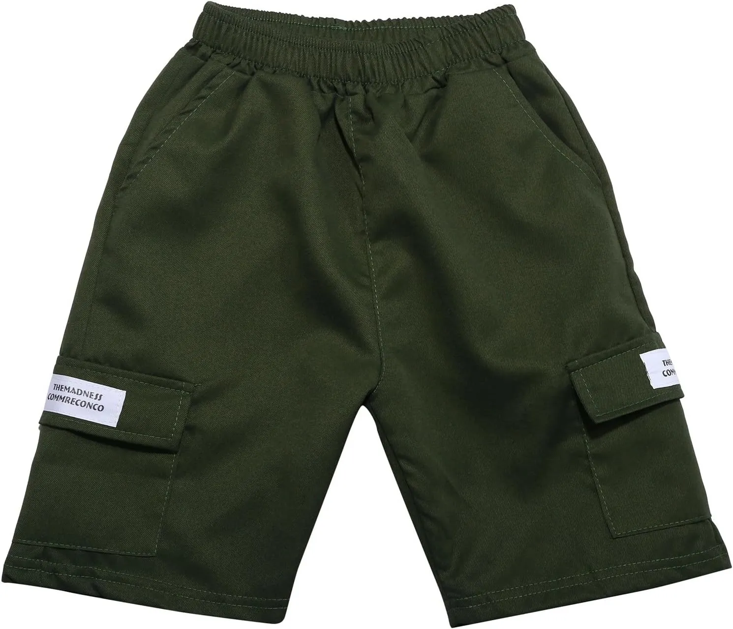 Boy's Baggy Cargo Shorts Straight Leg Cool Shorts Flap Pocket Letter Patched Short