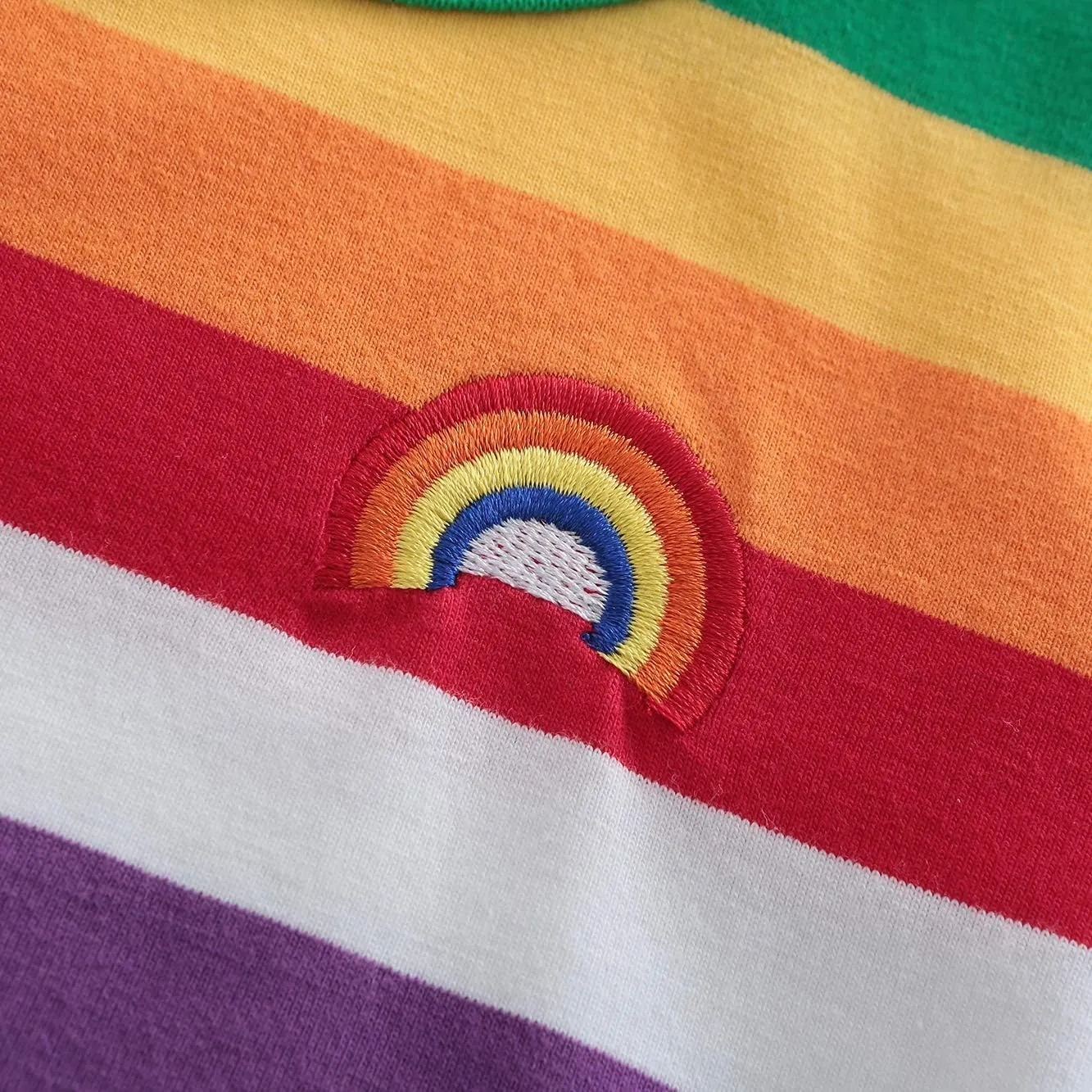 Boys Cotton Long Sleeve T-Shirts Rainbow Striped Shirts