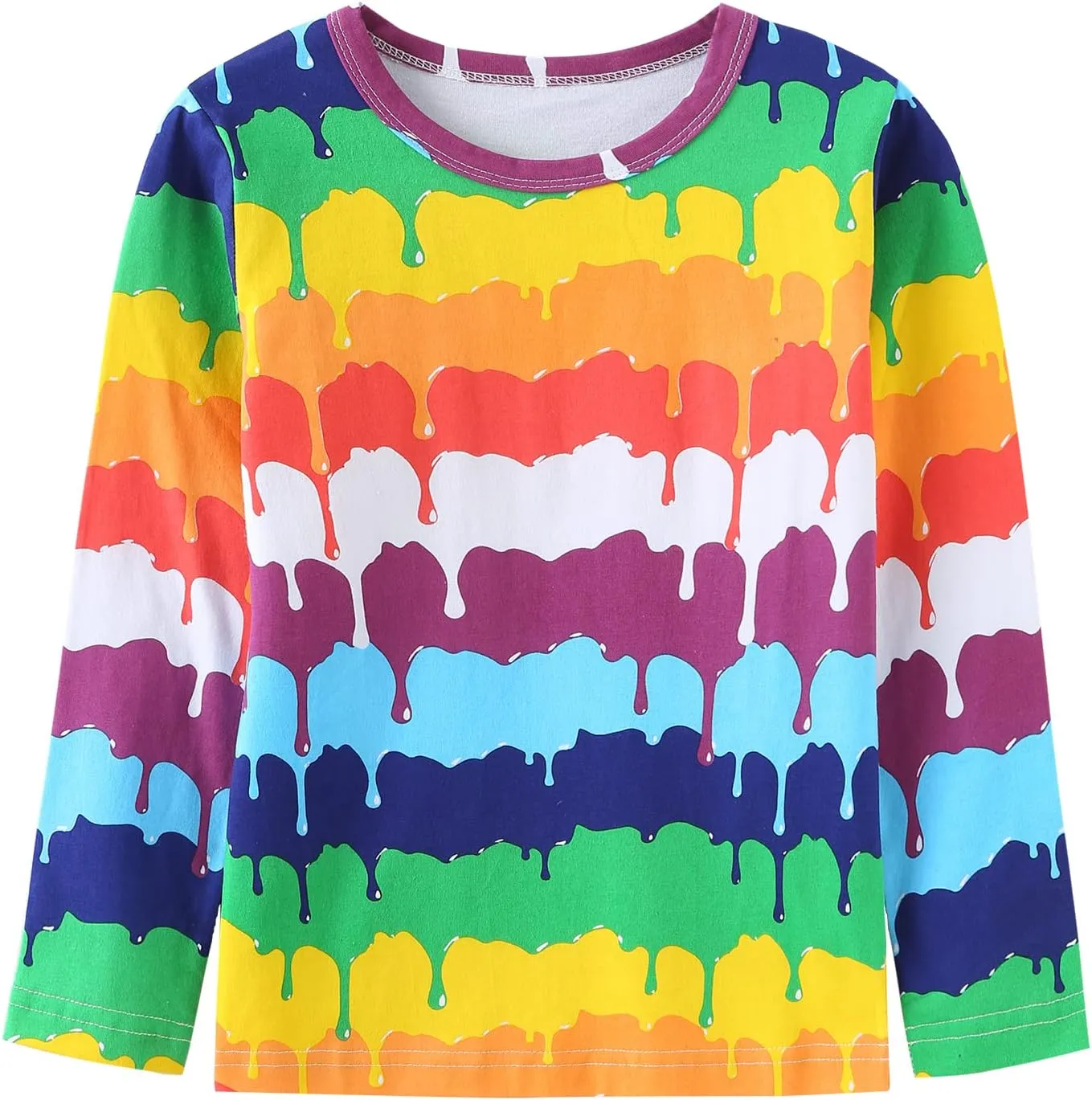 Boys Cotton Long Sleeve T-Shirts Rainbow Striped Shirts