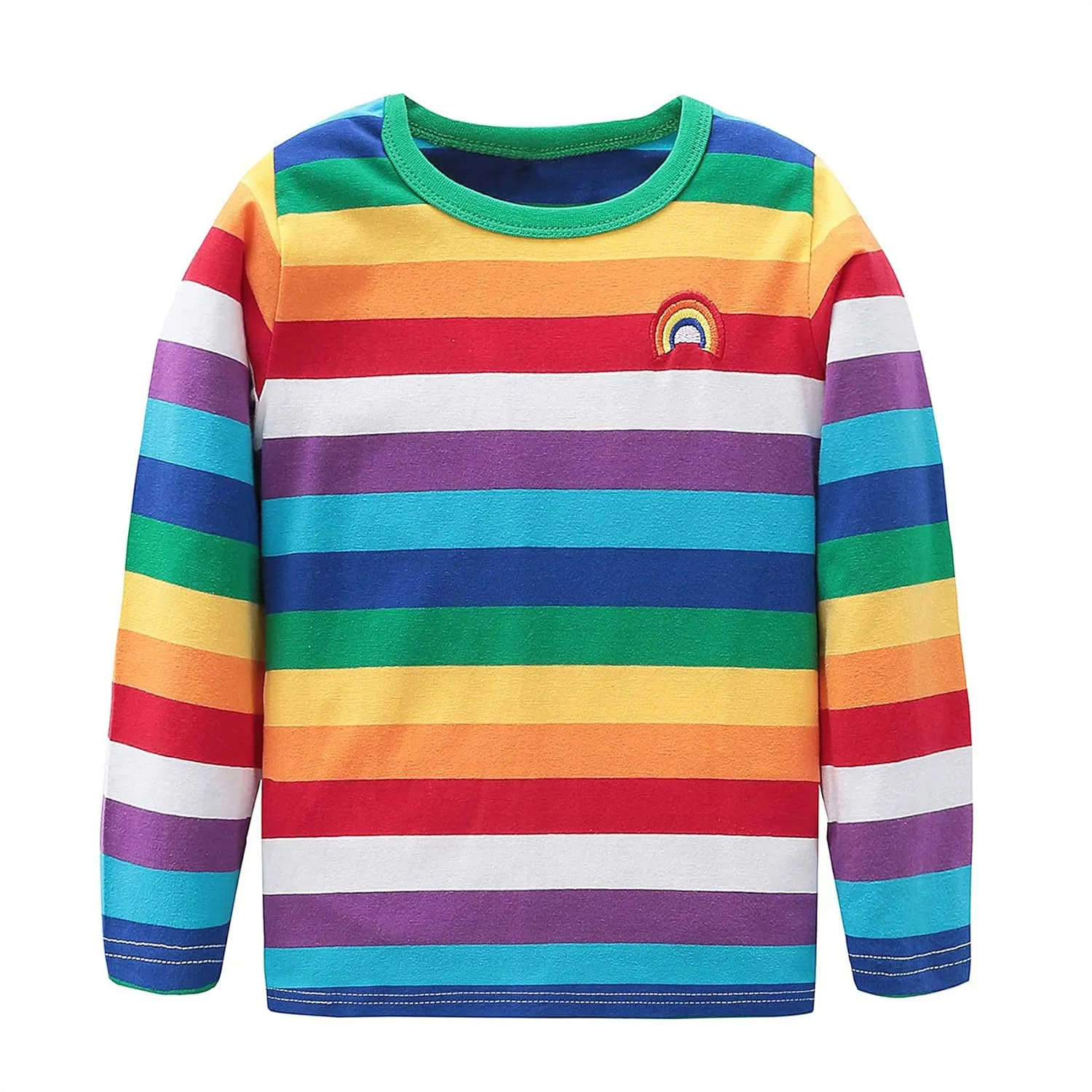 Boys Cotton Long Sleeve T-Shirts Rainbow Striped Shirts