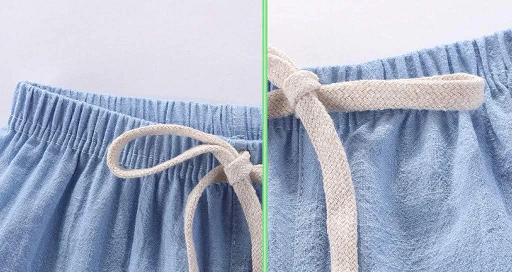 Boys Girls Cotton Linen Shorts Kids Quick-Dry Athletic Shorts Summer Pull on Breathable Lightweight Beach Pants
