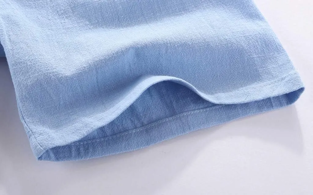 Boys Girls Cotton Linen Shorts Kids Quick-Dry Athletic Shorts Summer Pull on Breathable Lightweight Beach Pants