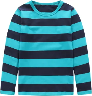 Boys Rainbow Striped Shirt Cotton Long Sleeve T-Shirts