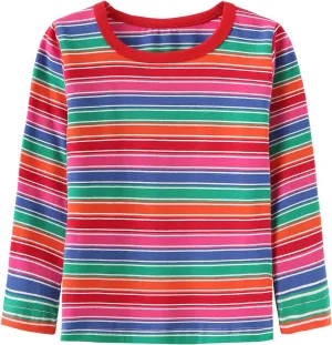 Boys Rainbow Striped Shirt Cotton Long Sleeve T-Shirts