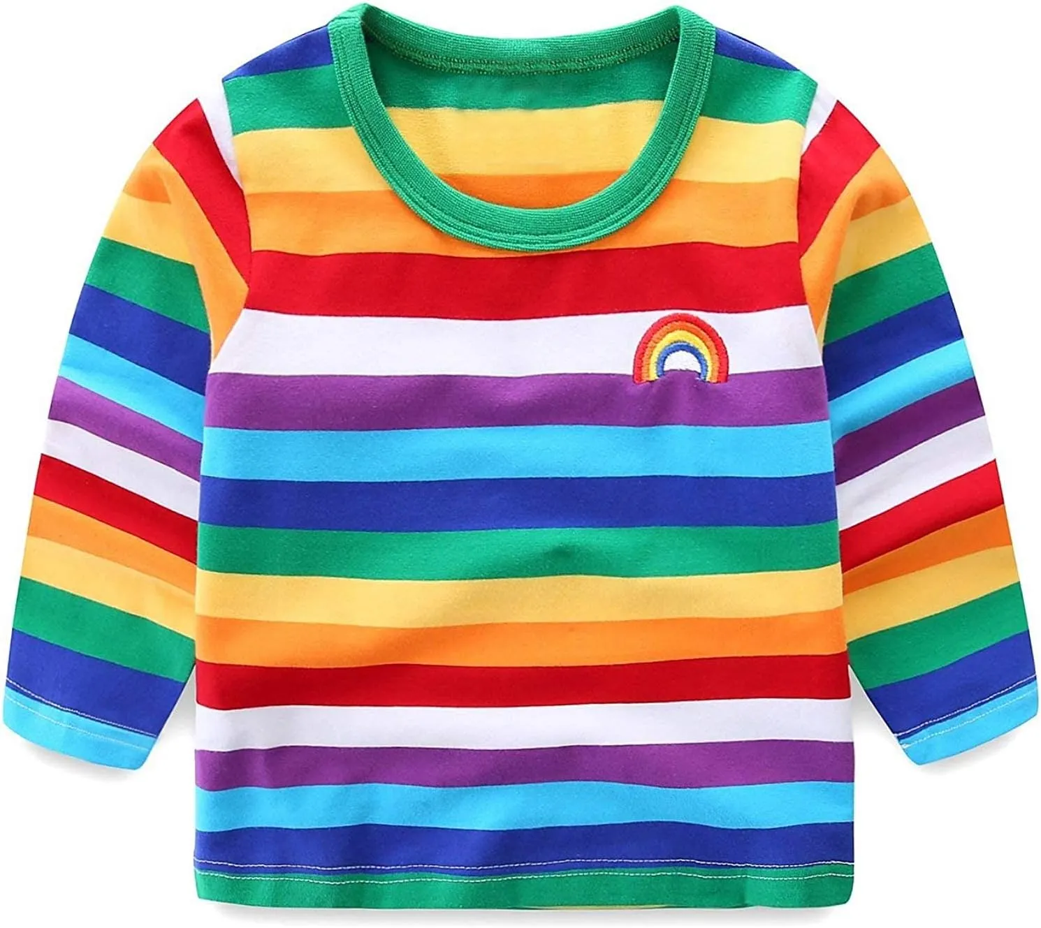 Boys Rainbow Striped Shirt Cotton Long Sleeve T-Shirts