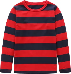Boys Rainbow Striped Shirt Cotton Long Sleeve T-Shirts