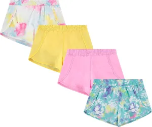 BTween Girls 4-Piece Summer Shorts | Performance Dolphin Shorts | Sports Running Shorts for Kids - Assorted Colors