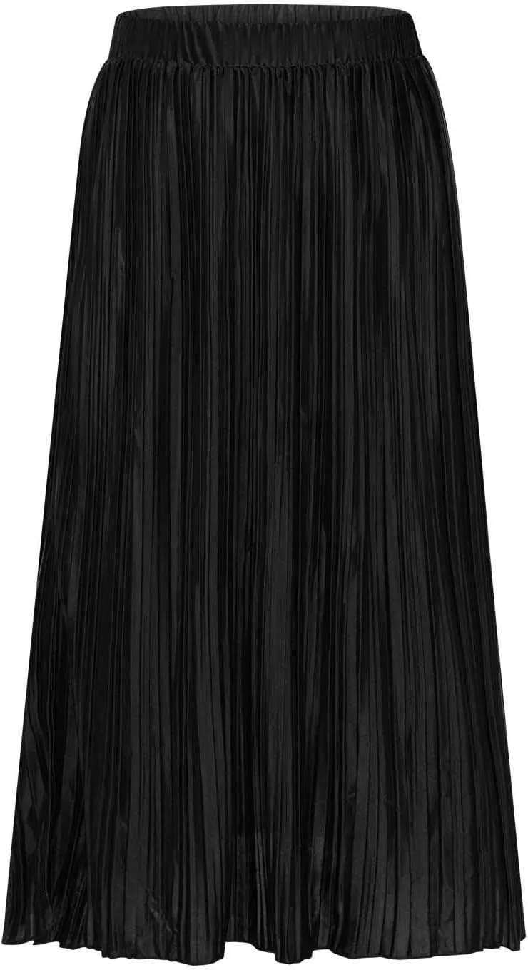 Business Casual Skirts Women Elastic High Waisted Skirts Flowy Summer Skirt Slit Split Sexy Skirts Pleated Midi Skirt